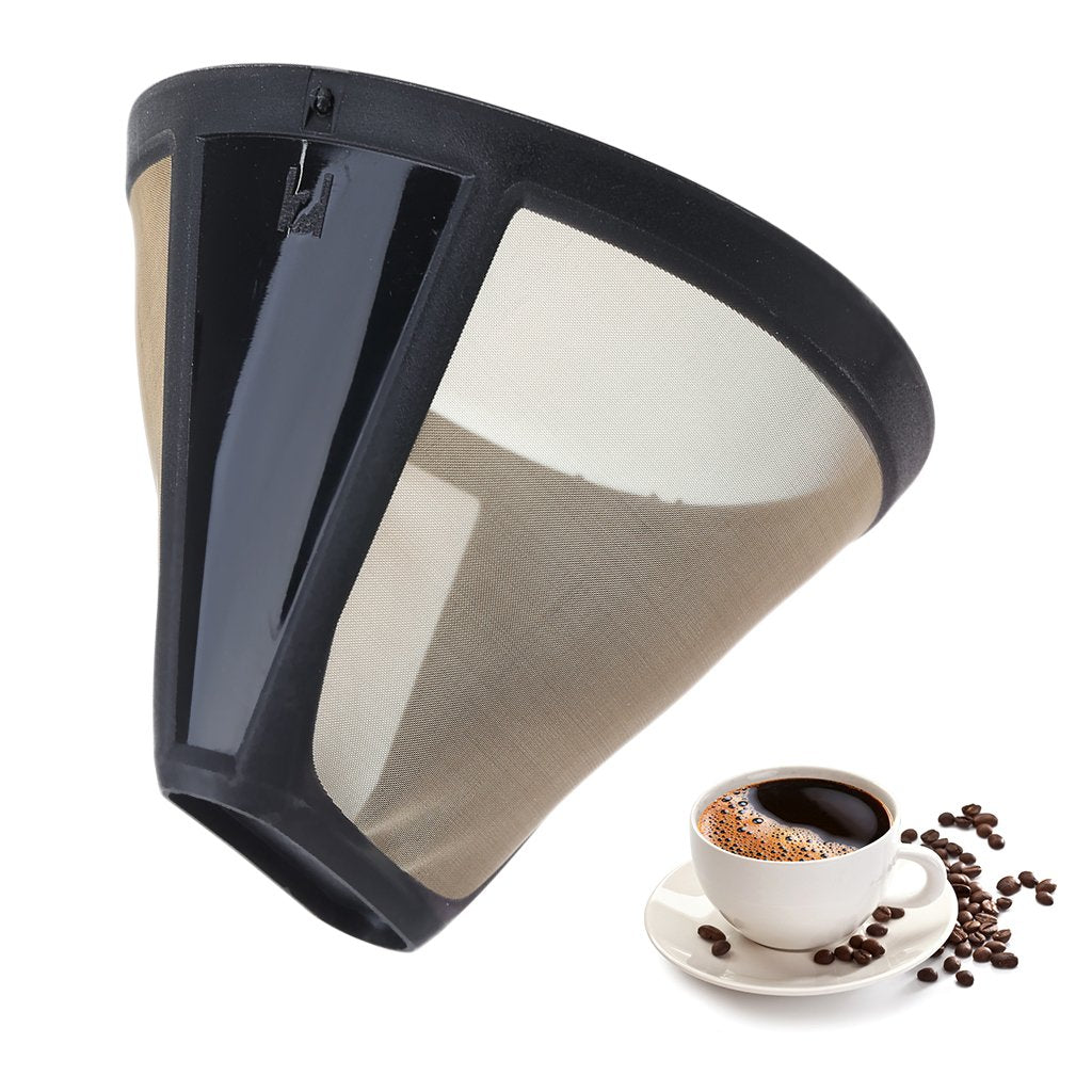 Reusable Cone-Style Coffee Filter 10-12 Cup Gold Mesh O394