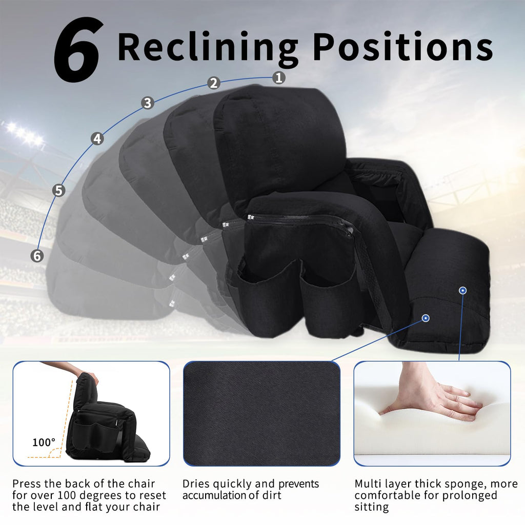 Black 25" Wide Stadium Seat with Back Support O556410
