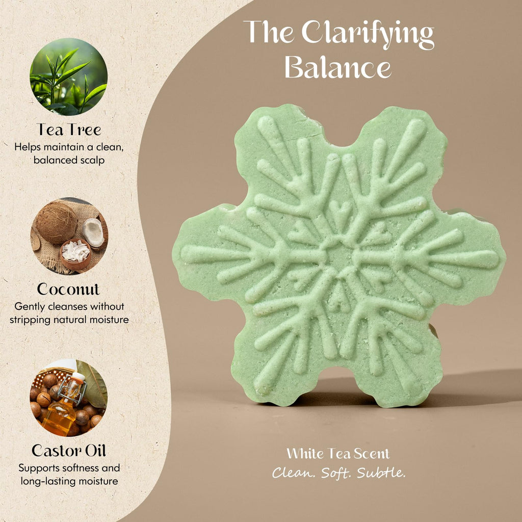 Tea Tree Clarifying Shampoo Bar & Rice Water Protein Conditioner Bar Set 2 pack D6254