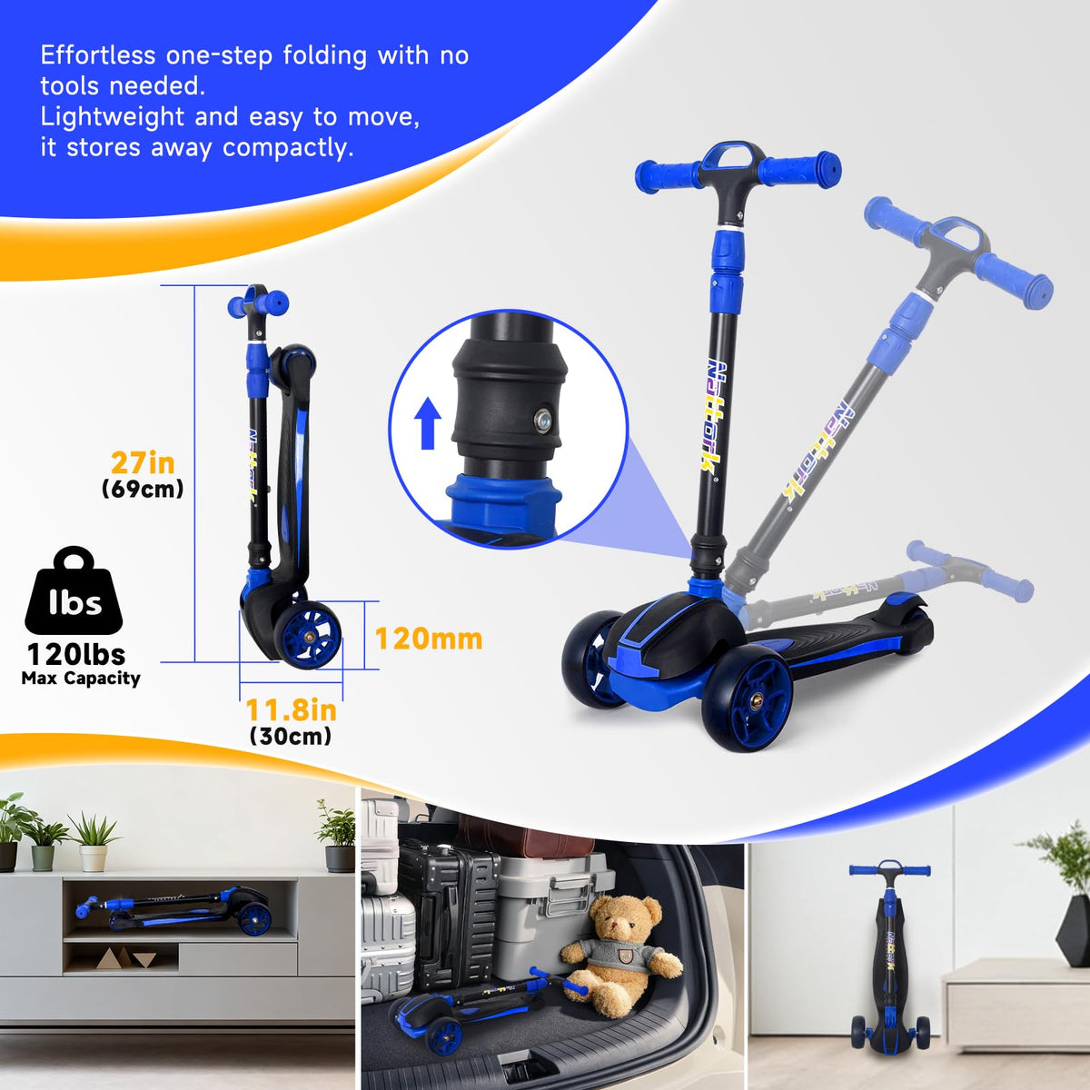Kids 3-Wheel Foldable Kick Scooter E11059