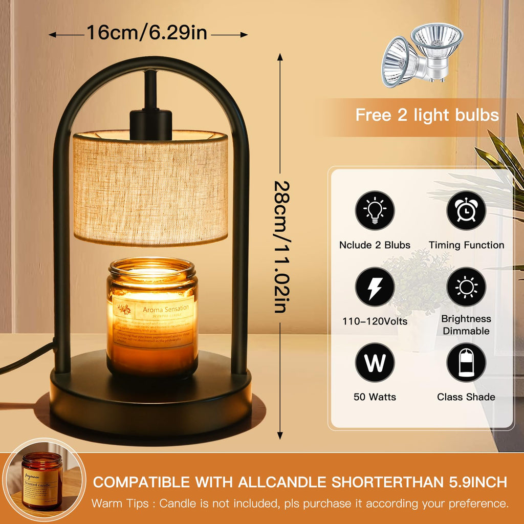 Dimmable Candle Warmer Lamp with Timer and 2 Bulbs V337026