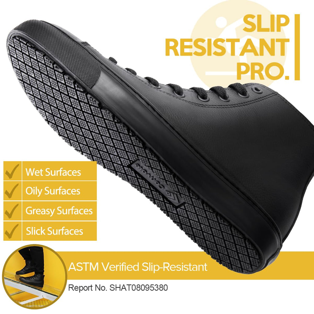 Black Waterproof Non-Slip Leather Work Shoes W216482