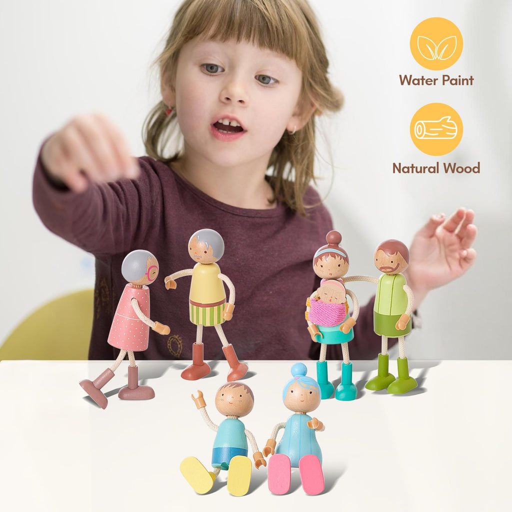 Wooden Family Dolls Set of 7 B56038