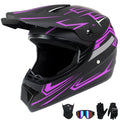 Kids Full Face Motocross Helmet 4-Pcs Set DOT Approved Purple X-Large M96186