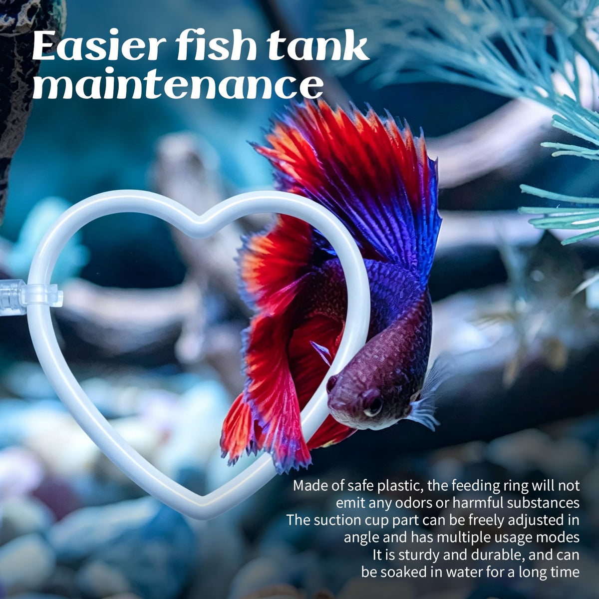 4Pcs Betta Fish Tank Accessories, Hammock, 2 Toys, 1 Feeding Ring S32182