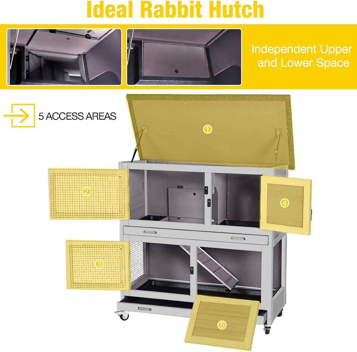 Rabbit Hutch 2 Story Pet House on Wheels Y81828