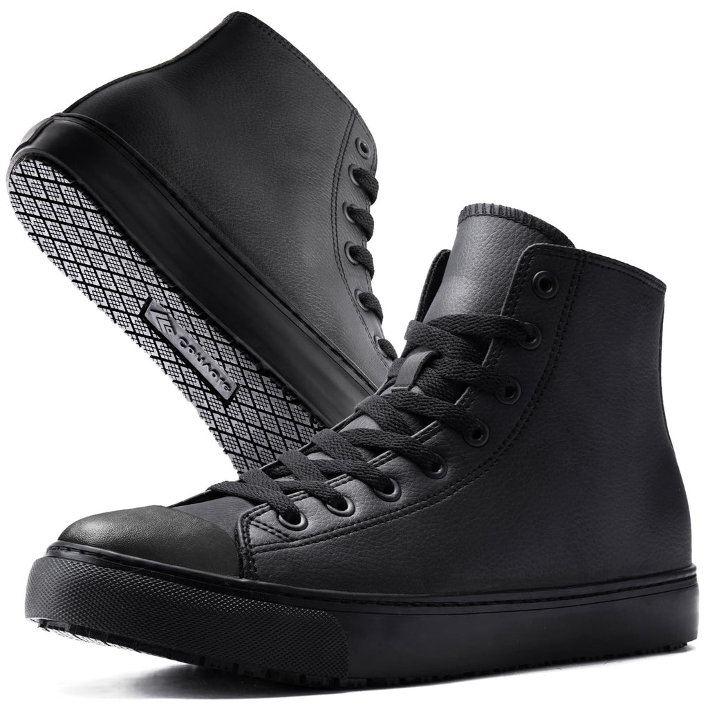 Black Waterproof Non-Slip Leather Work Shoes W216482