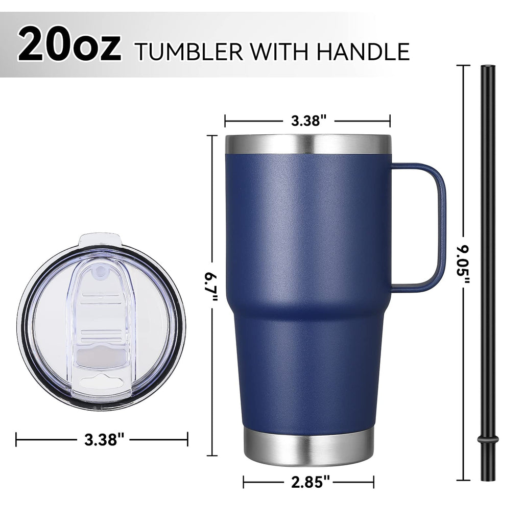 20 oz Stainless Steel Insulated Tumbler with Handle Lid and Straw G561440