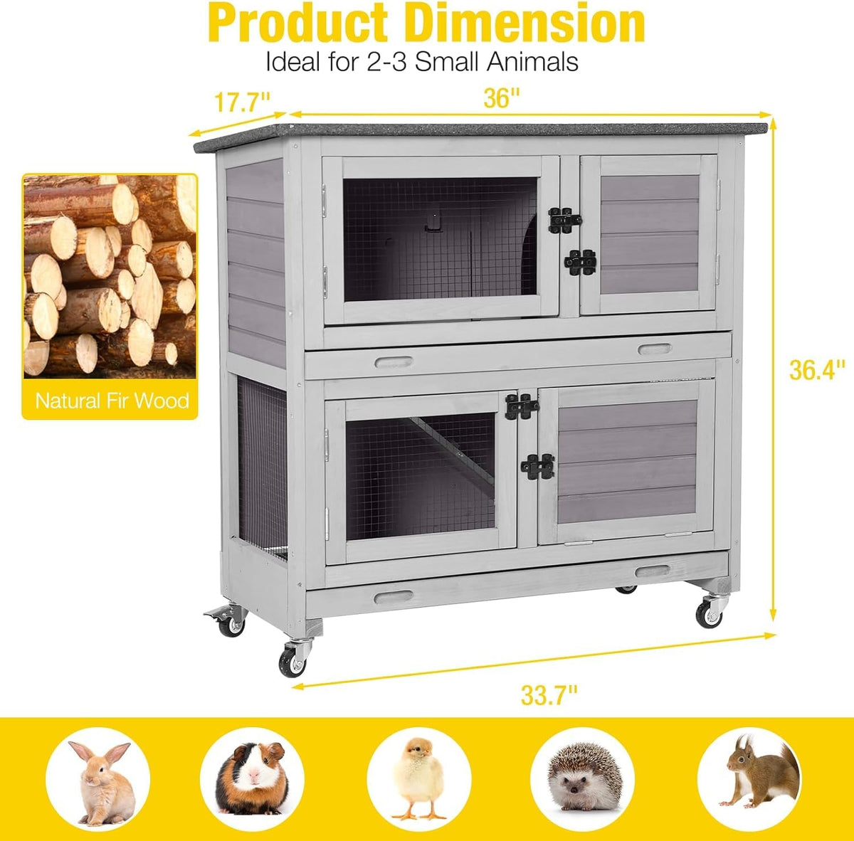 Rabbit Hutch 2 Story Pet House on Wheels Y81828
