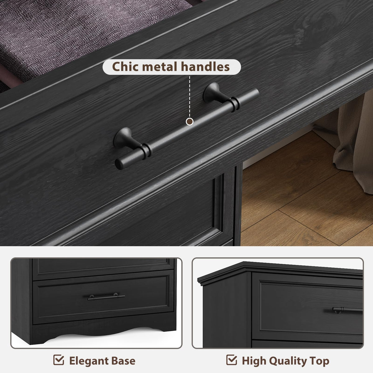 Black 6 Drawer Dresser N67341