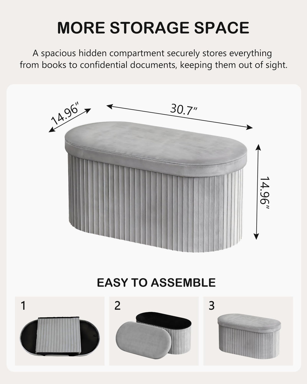 Folding Velvet Storage Ottoman X971547
