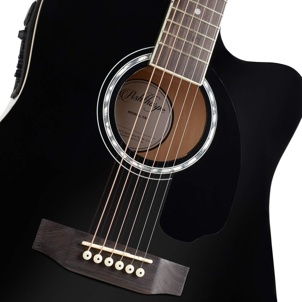 Black Cutaway Thinline Acoustic-Electric Guitar M808518