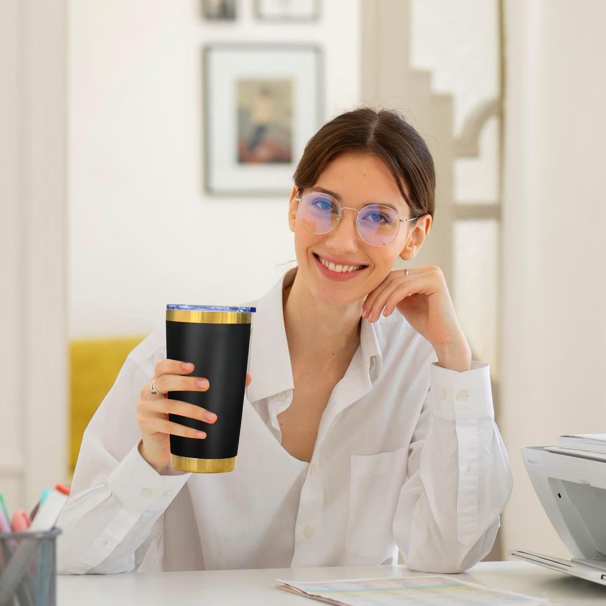 20 oz Insulated Stainless Steel Tumbler, Black, 1 Pack R383