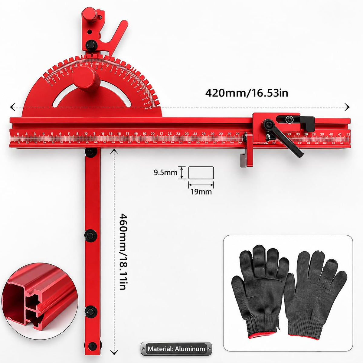 Adjustable Miter Gauge with Aluminum Fence Q329