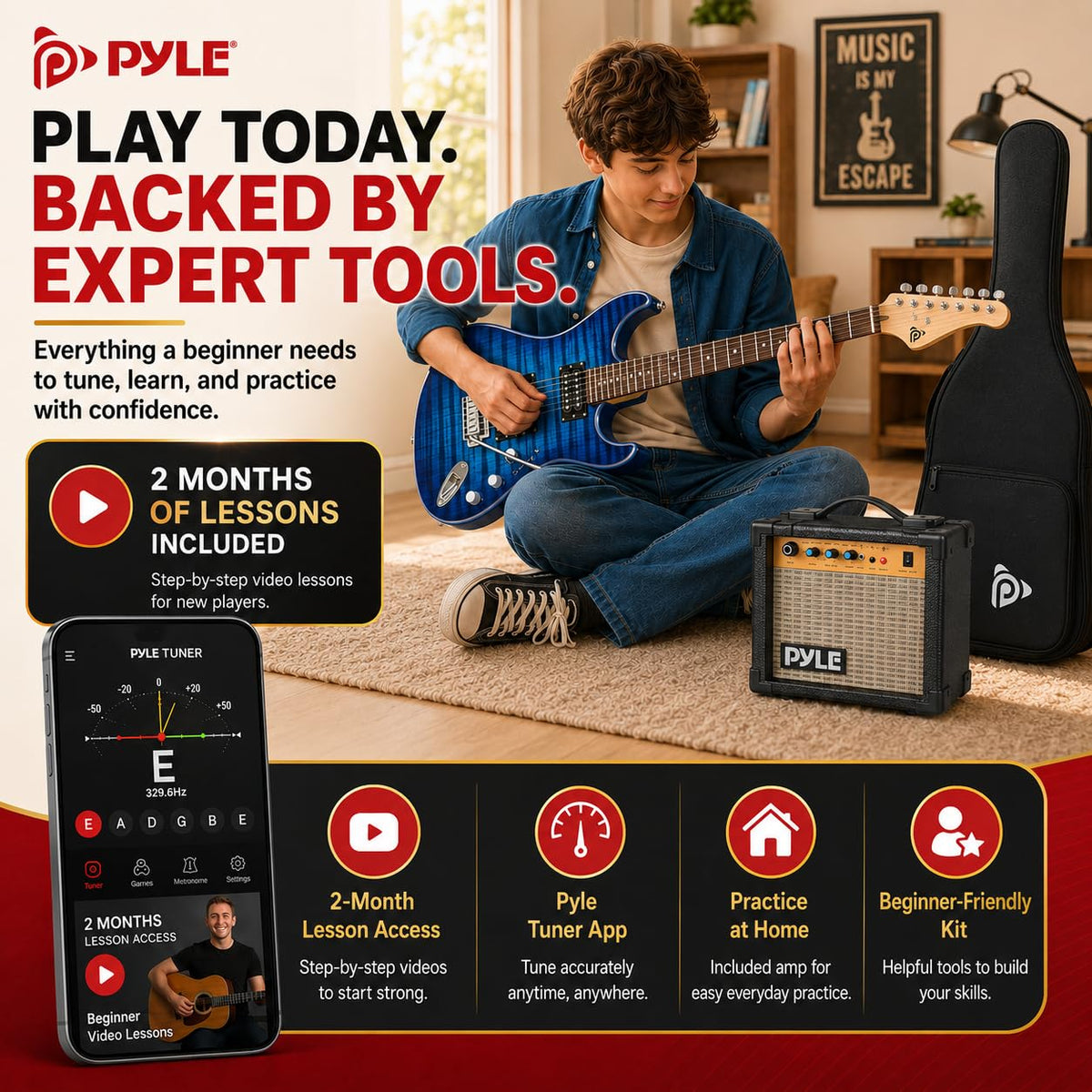 Blue Burst Electric Guitar and Amp Kit R1918