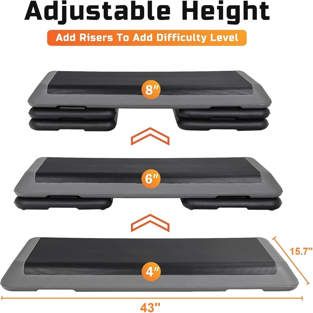 43 Inch Adjustable Aerobic Stepper with 3 Height Levels X52993