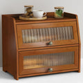 Wooden 2 Tier Roll Top Bread Box D307