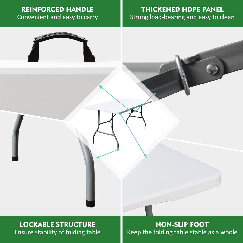 White 6FT Foldable Plastic Table A4373