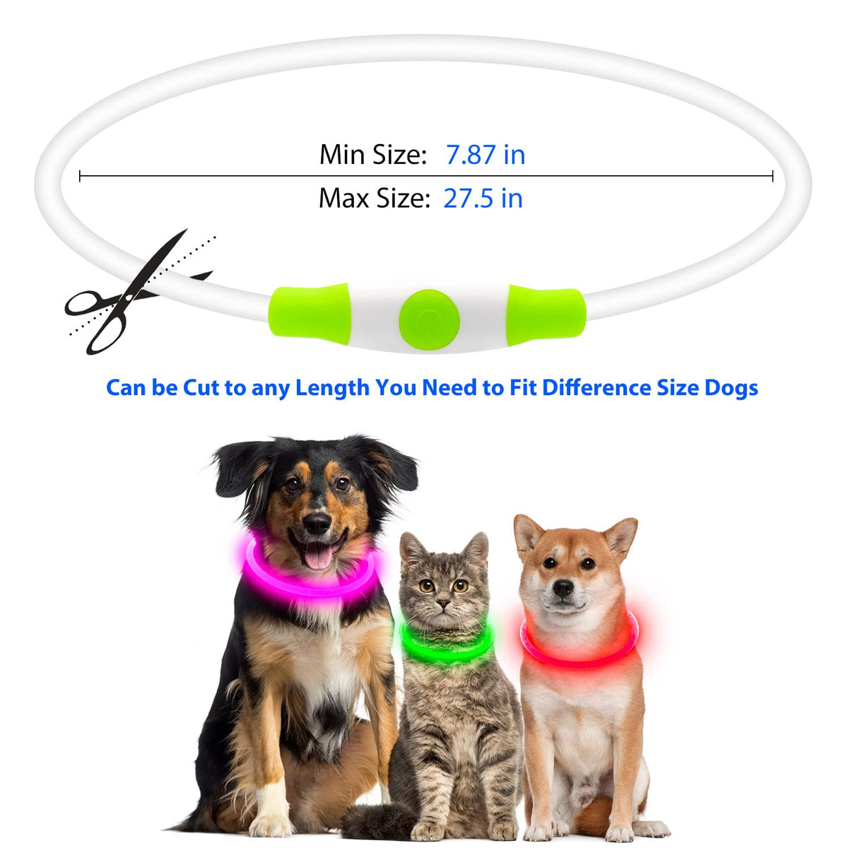 LED Dog Collar USB Rechargeable Green K604258