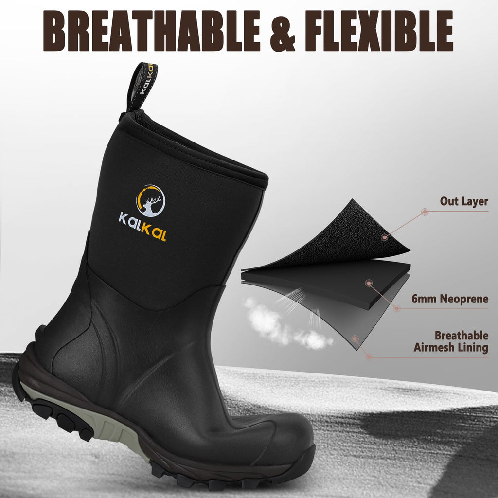 Waterproof Insulated Mid Calf Rubber Boots O790