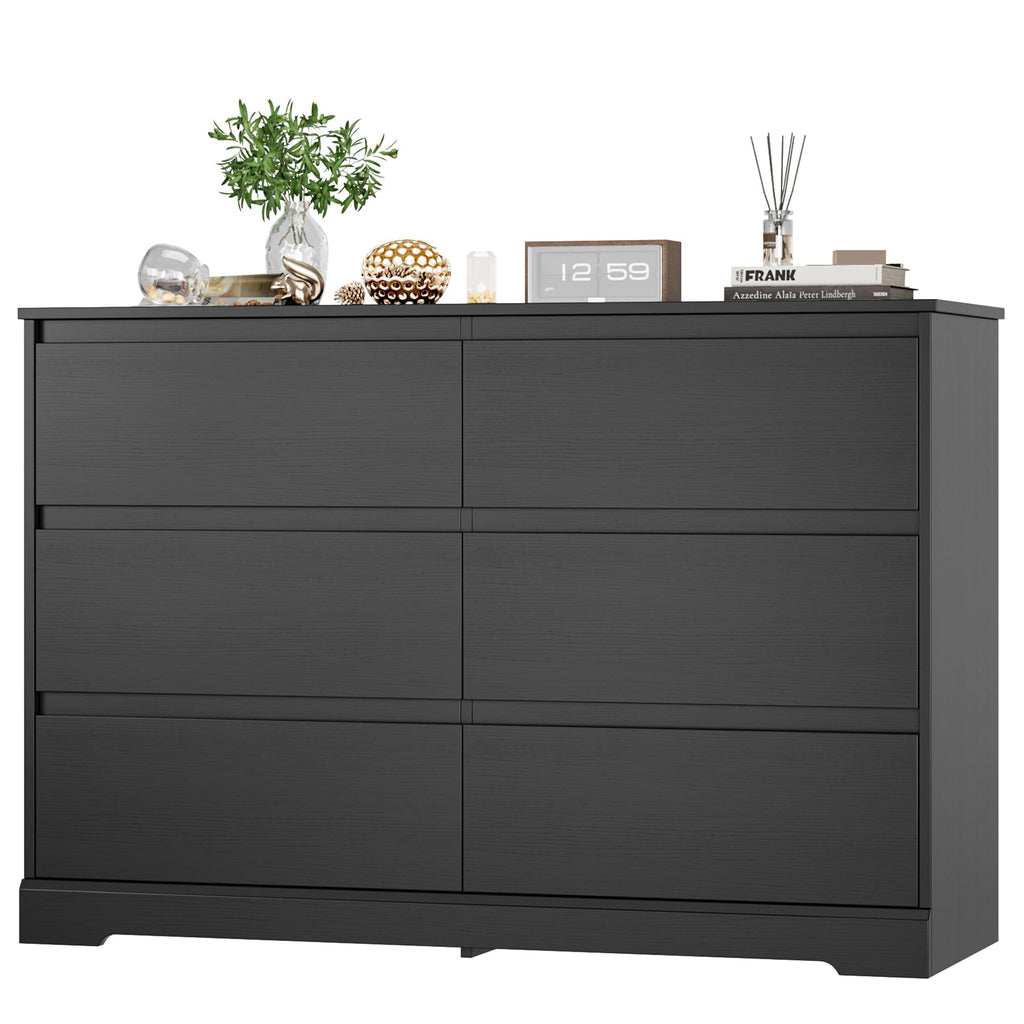Black 6 Drawer Double Dresser D747