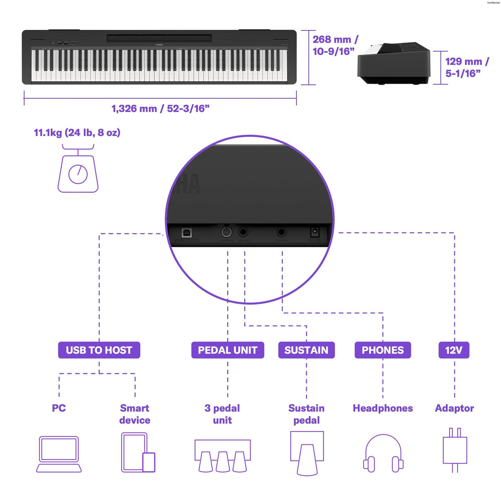 88-Key Digital Piano with Weighted Keys N128097