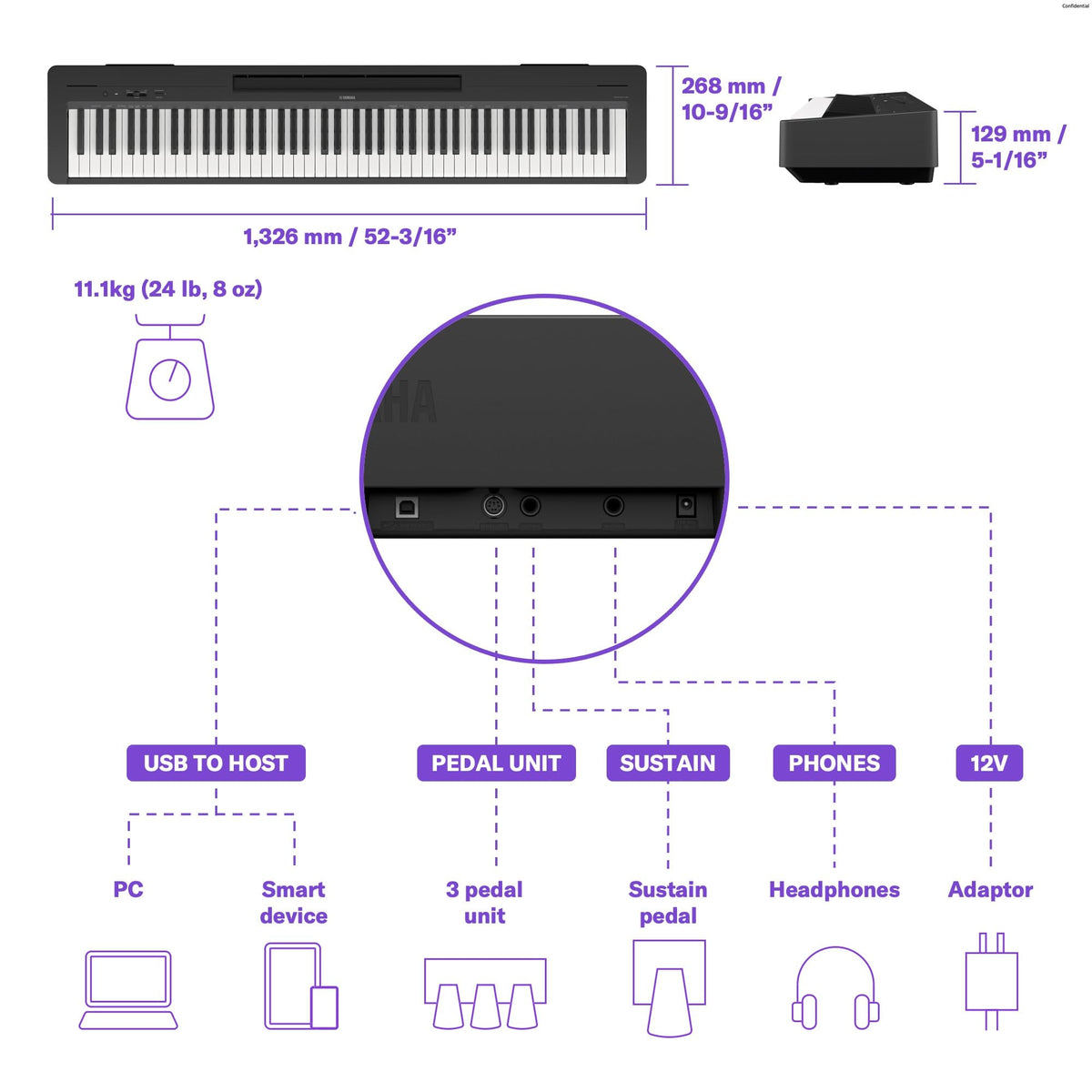 88-Key Digital Piano with Weighted Keys N128097