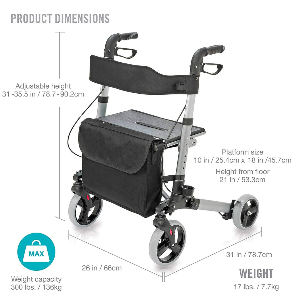 Adjustable Rollator with Seat and Backrest E422