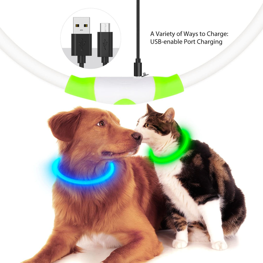 LED Dog Collar USB Rechargeable Green K604258