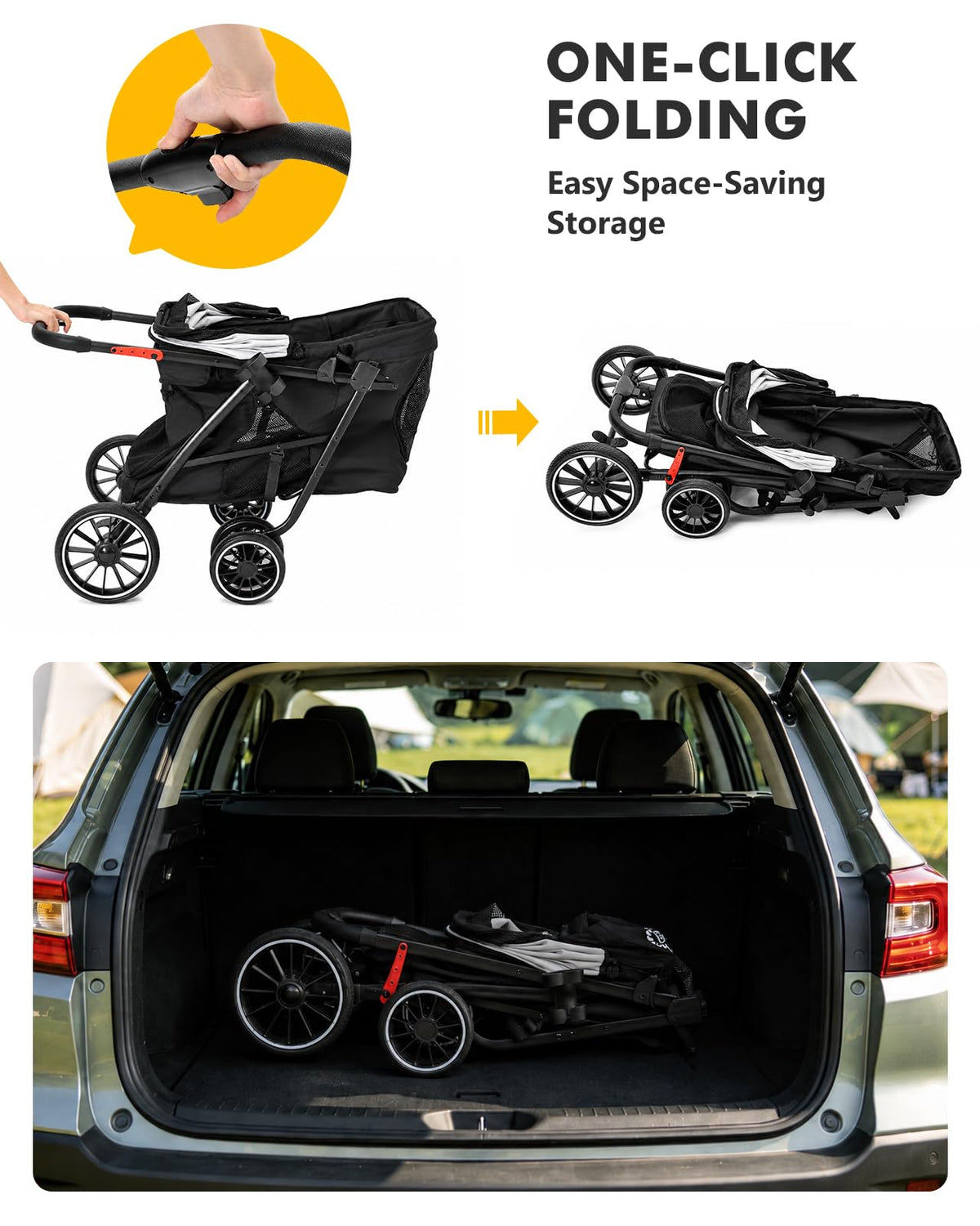 Black Foldable Dog Stroller K966