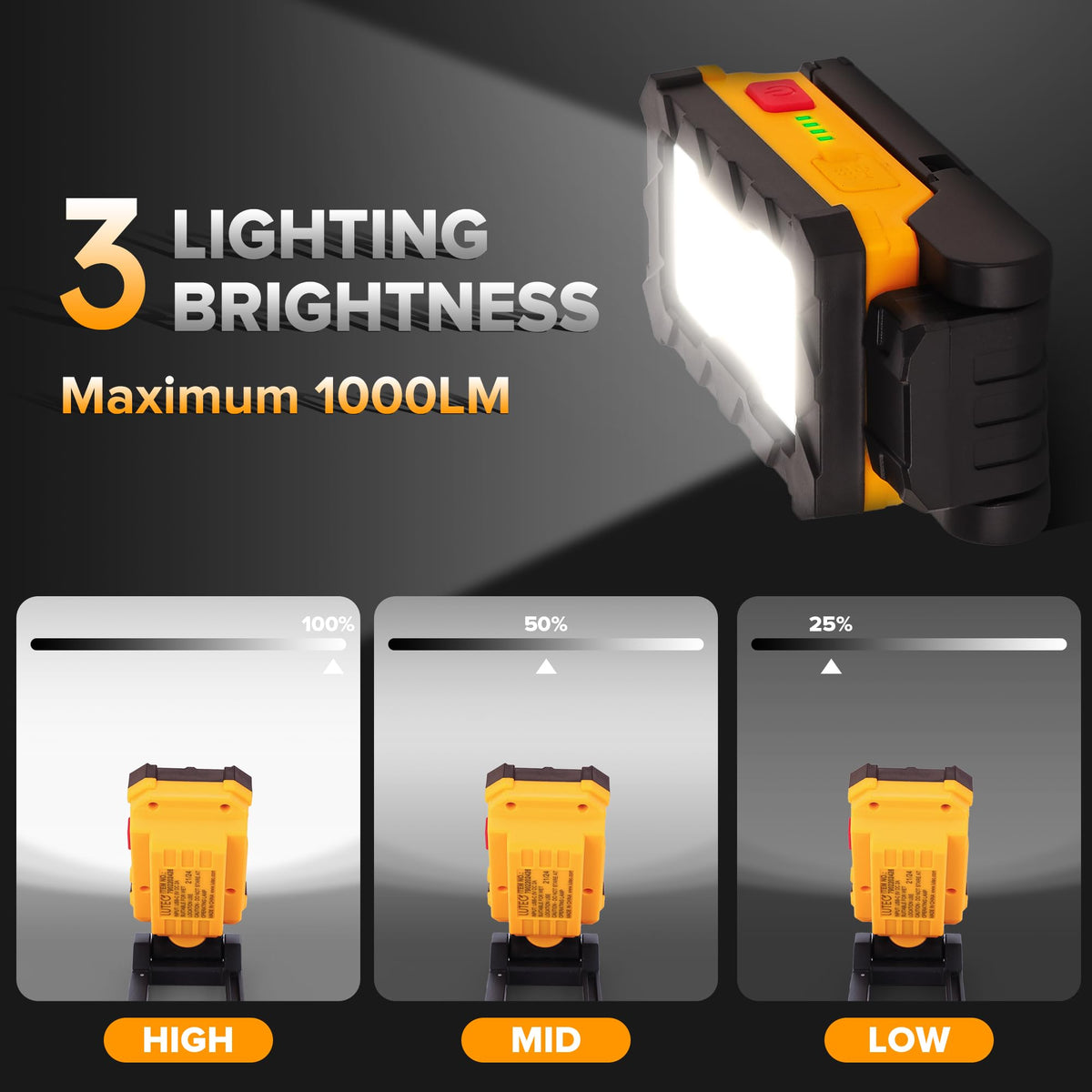 1000 Lumens LED Rechargeable Magnetic Work Light U76496