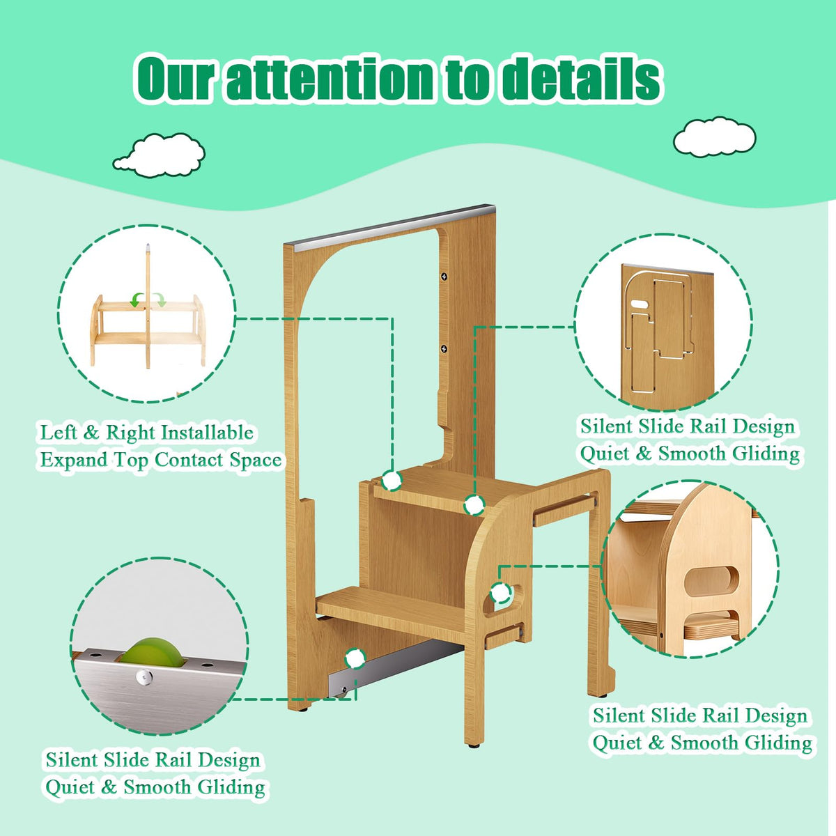 2 Step Foldable Wooden Ladder D91319