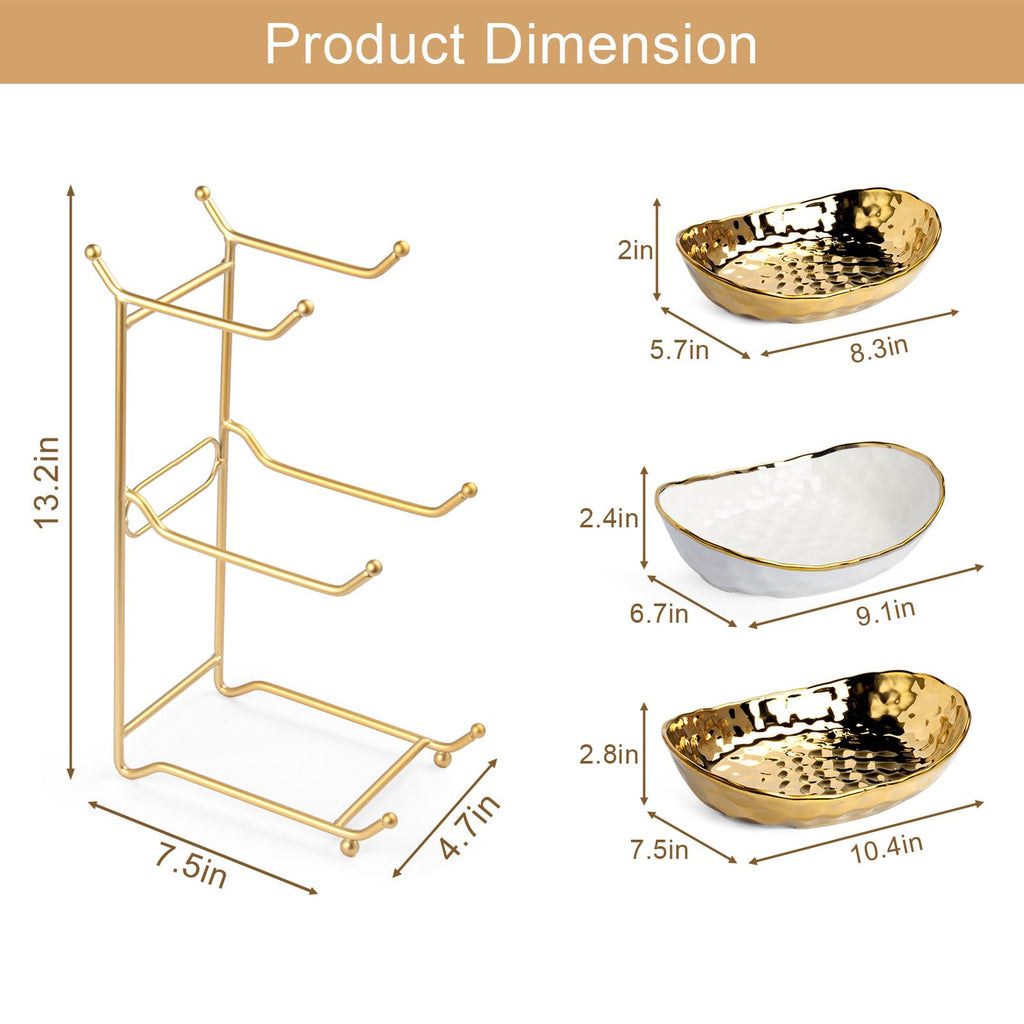 3 Tier Ceramic Fruit Basket with Metal Stand T36721
