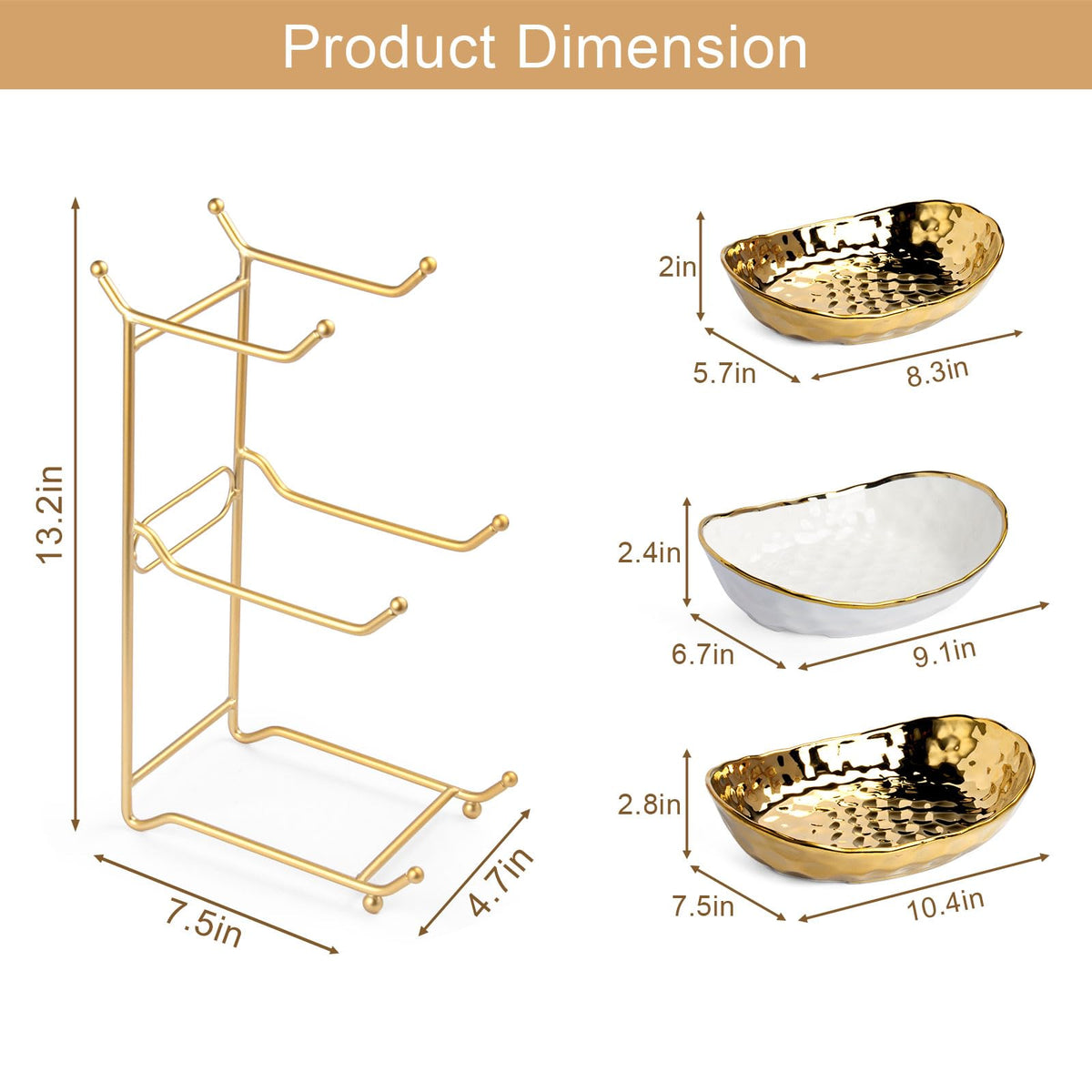 3 Tier Ceramic Fruit Basket with Metal Stand T36721
