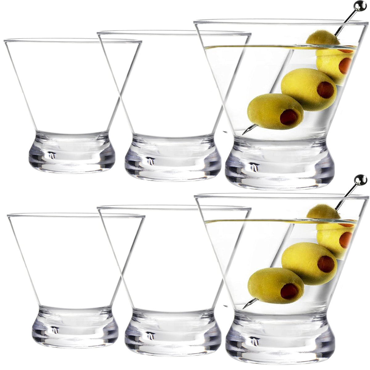 6 Pack 10 Ounce Shatterproof Stemless Martini Glasses I488