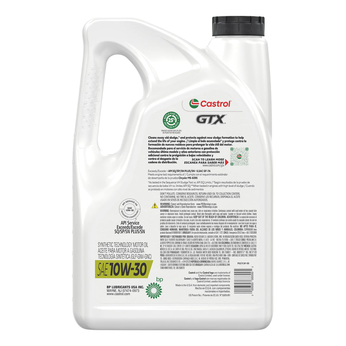 10W-30 Conventional Motor Oil, 5 Quarts V462591