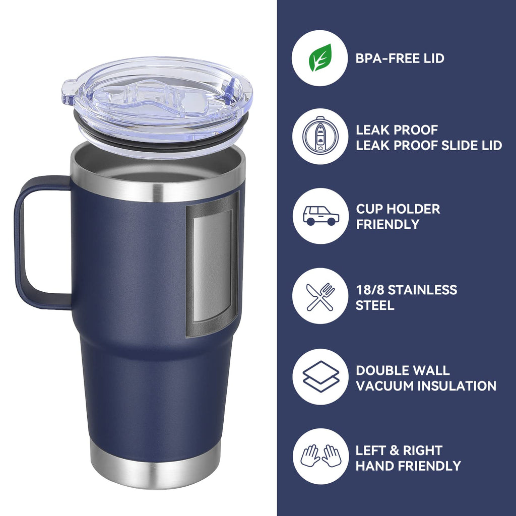 20 oz Stainless Steel Insulated Tumbler with Handle Lid and Straw G561440