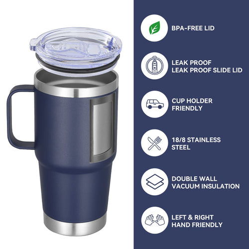 20 oz Stainless Steel Insulated Tumbler with Handle Lid and Straw G561440