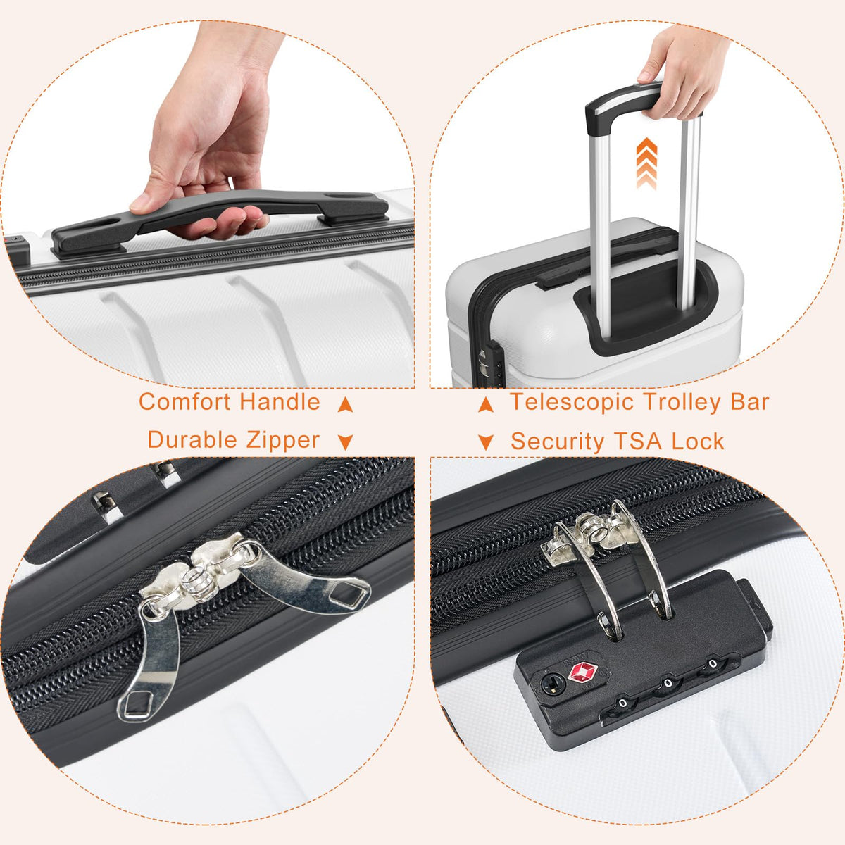 20 Inch Carry On Luggage with Spinner Wheels U518