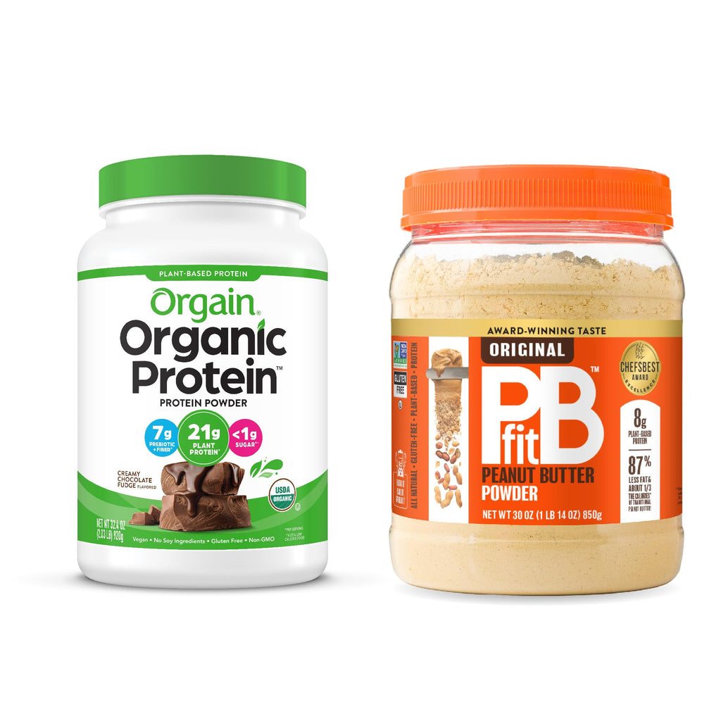 Organic Vegan Protein Powder, Chocolate Fudge 2 lbs + Original 30 oz U73679