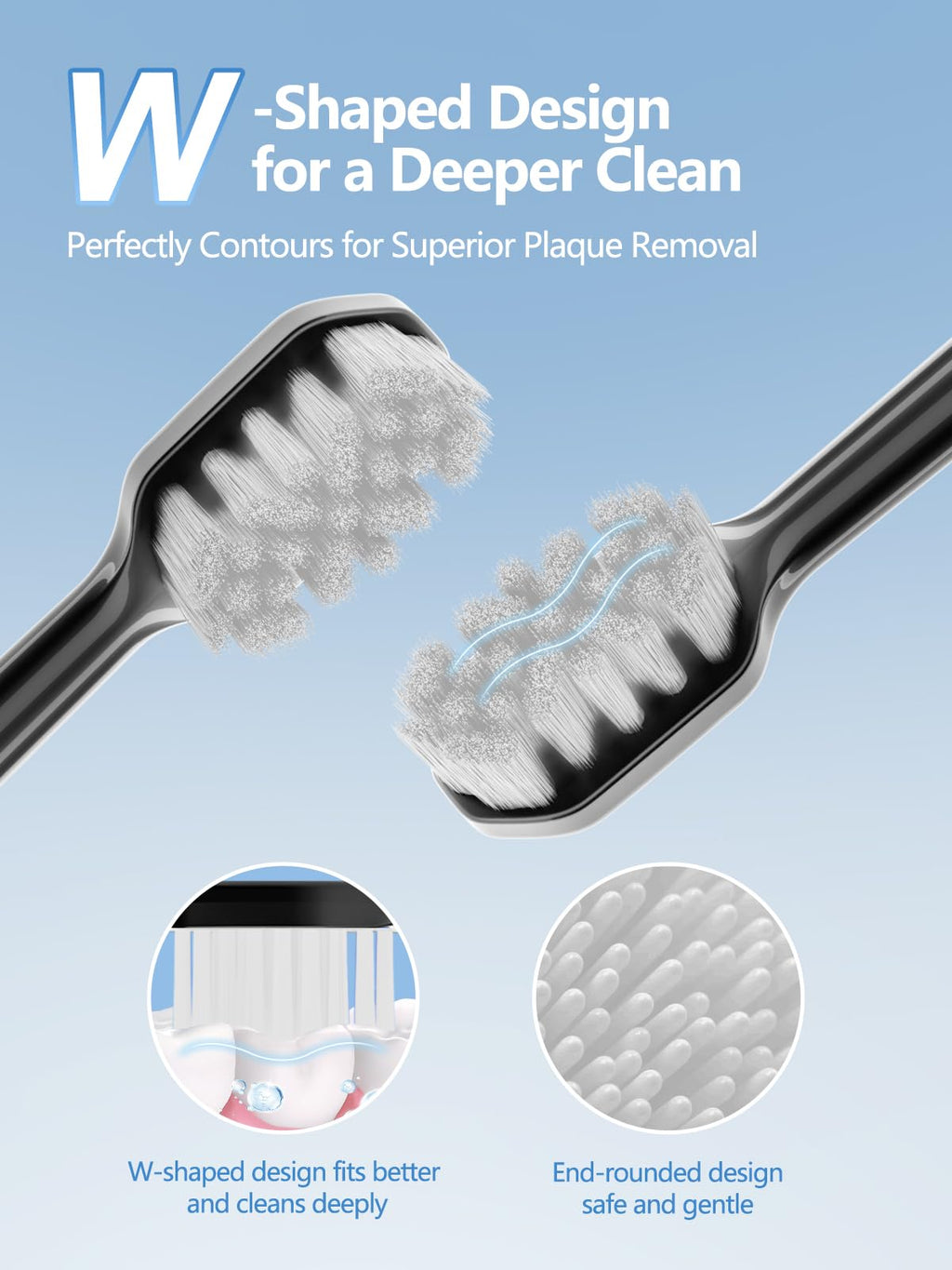 Electric Toothbrush Replacement Brush Heads 2-Pack Black E947057