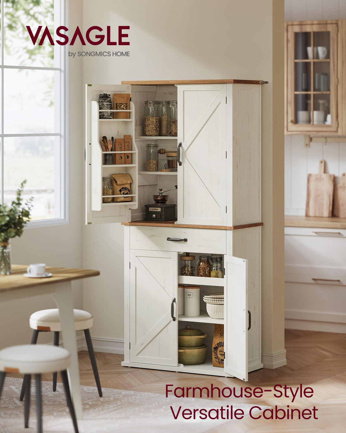 Freestanding Tall Pantry Cabinet with Drawer Q1279