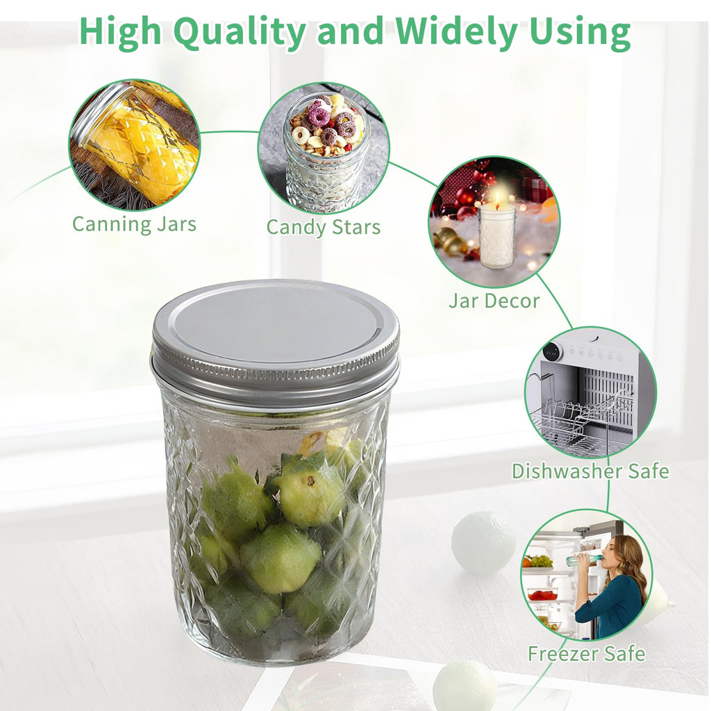 12oz Glass Mason Jars 6 Pack Airtight Lids E790435