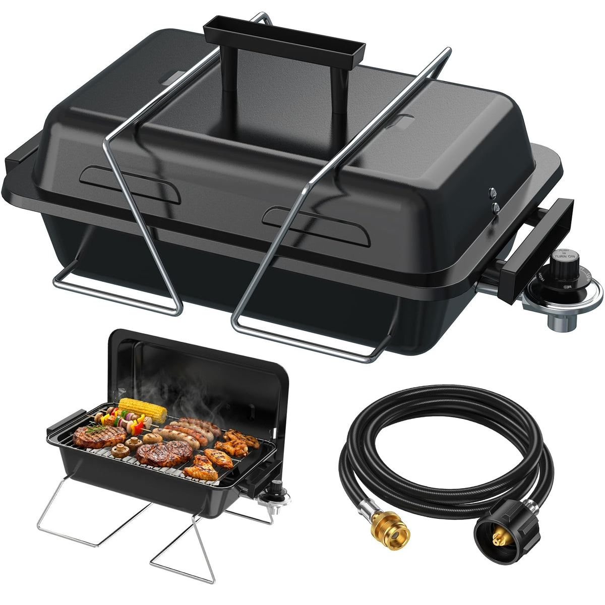 Portable Propane Gas Grill with Foldable Legs S98217