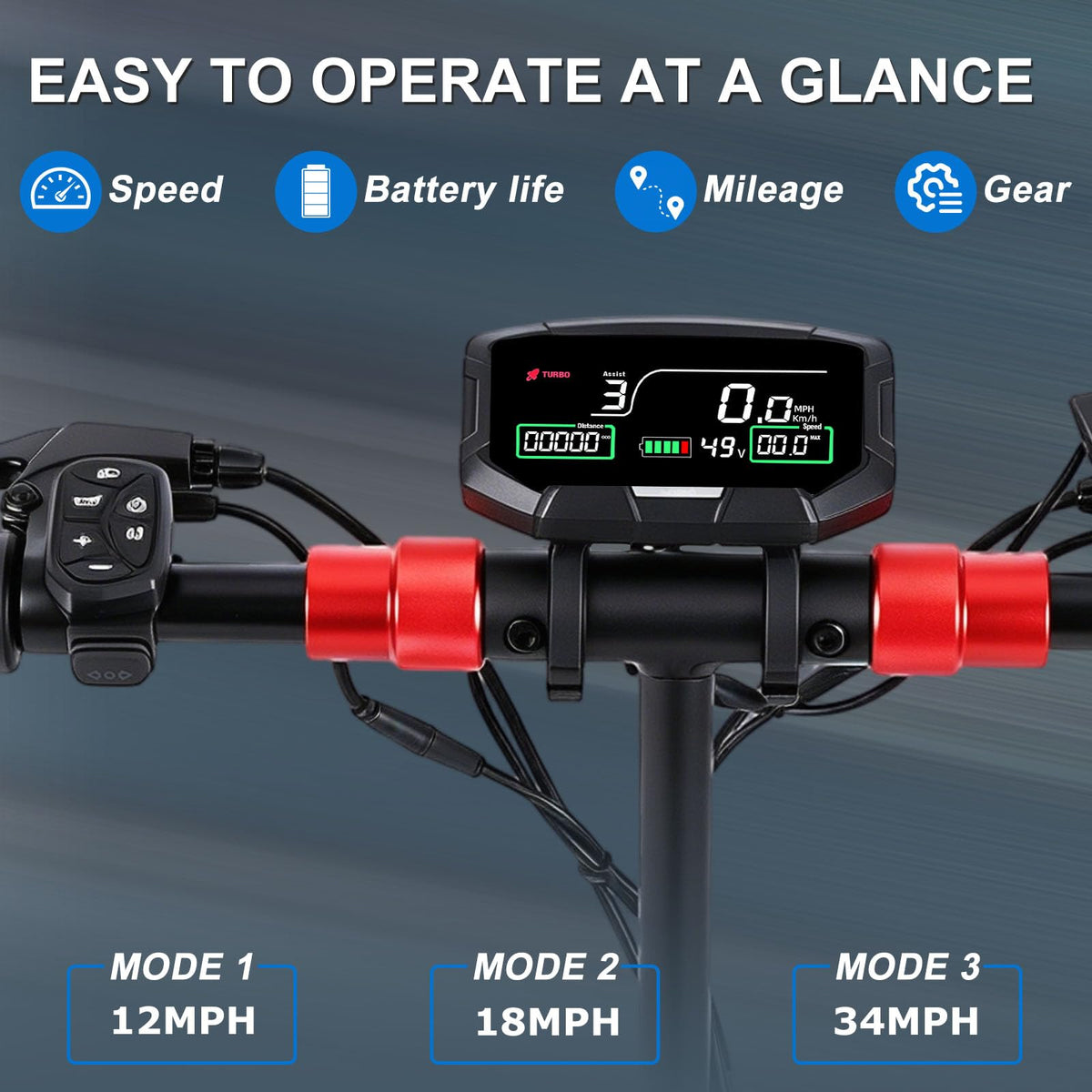 1200W 37 Mile Range 34MPH Foldable Electric Scooter with Seat Y11781