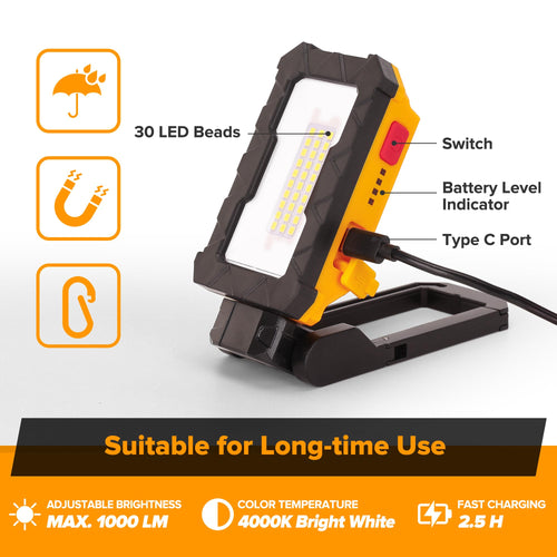 1000 Lumens LED Rechargeable Magnetic Work Light U76496