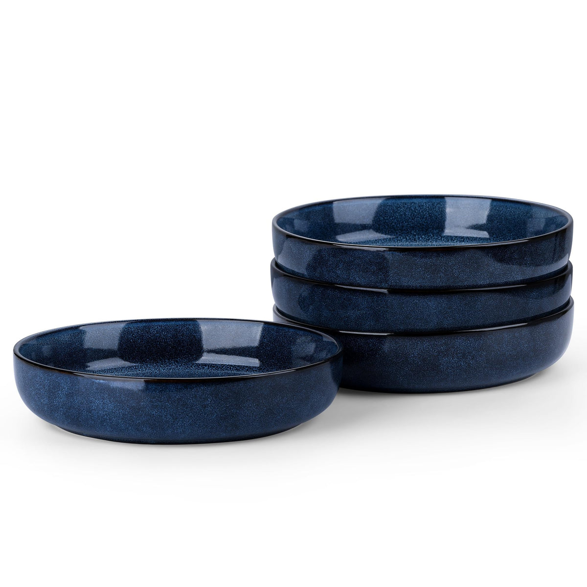 Stoneware Pasta Bowls Set of 4, 35oz Ceramic Bowls, Sapphire Blue V77626