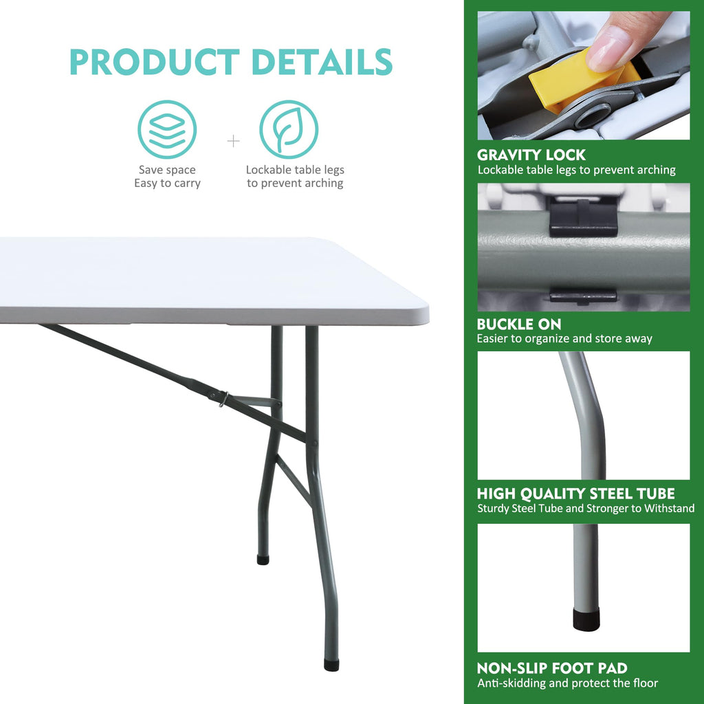 White 6FT Foldable Plastic Table A4373