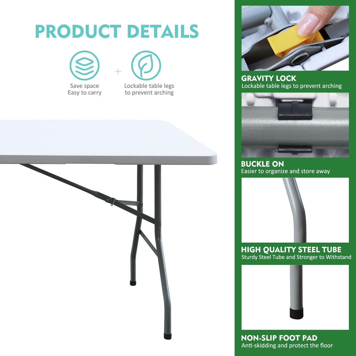 White 6FT Foldable Plastic Table A4373