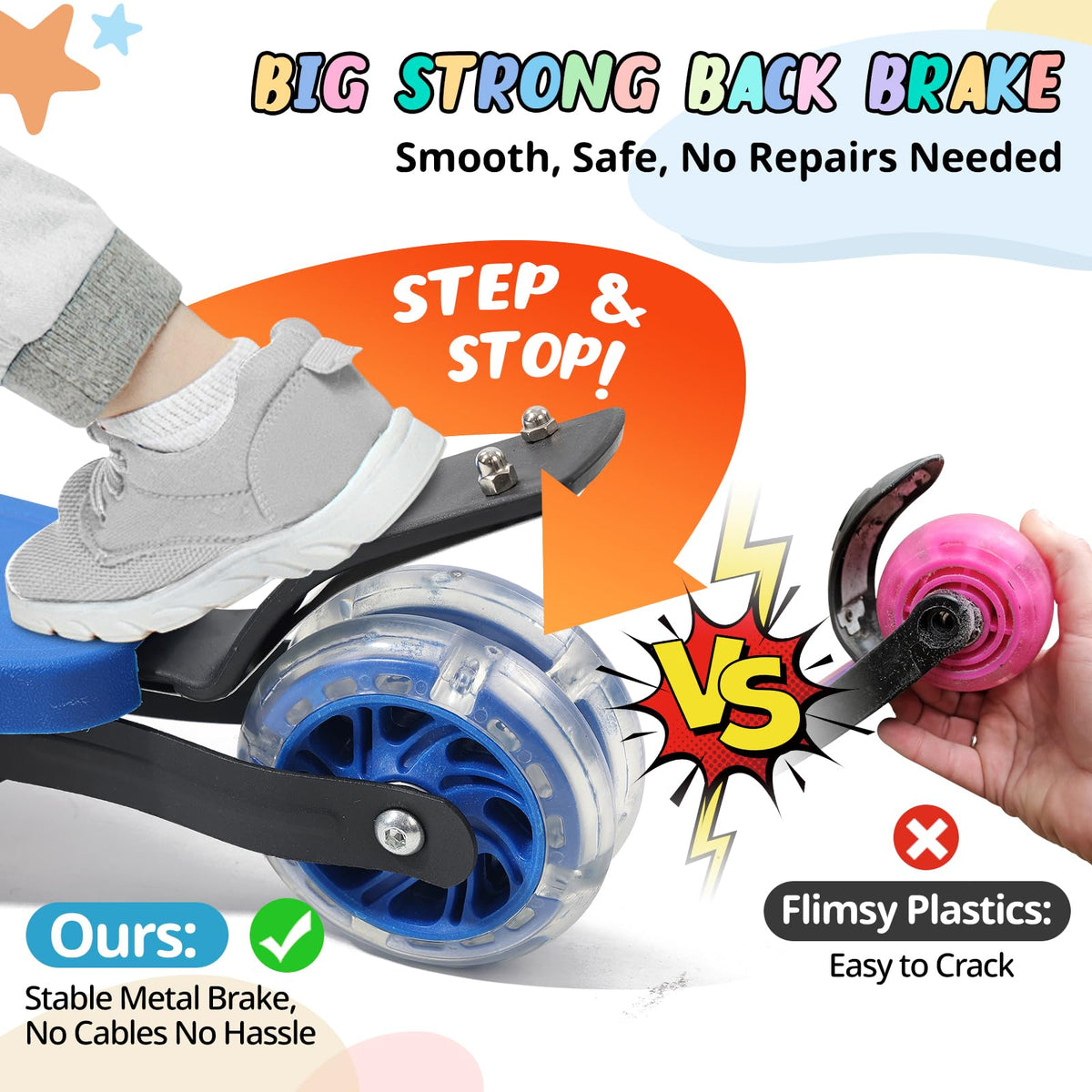 3 Wheel Kids Kick Scooter with Light-Up Wheels and Adjustable Handlebar L982